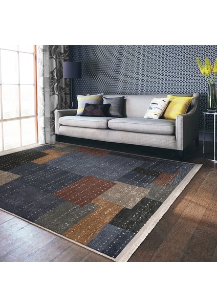 Çok Renkli Zeminde Dokuma Halı Motifli Patchwork Desenli Geometrik Sade & Şık Koridor & Antre Banyo Dijital Baskılı Makinede Yıkanabilir Kaymaz Taban Saçaklı Halı indirimleri