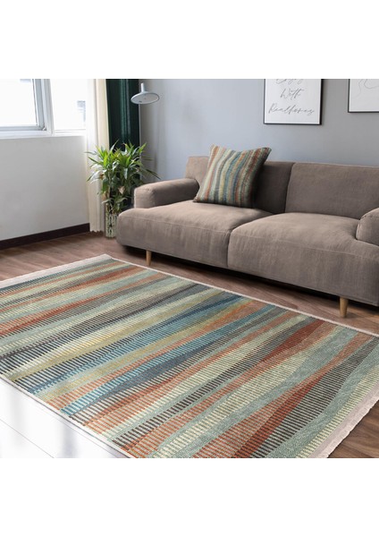Patchwork Zeminde Örme Motifli Kilim Desenli Klasik Dijital Baskılı Makinede Yıkanabilir Kaymaz Taban Saçaklı Halı