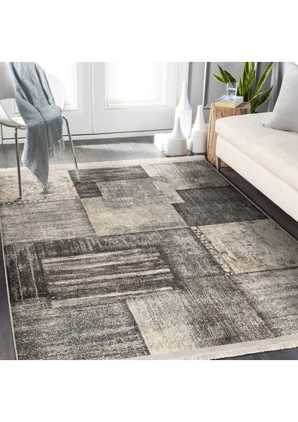 Krem - Kahverengi Zeminde Dokuma Halı Motifli Kilim Desenli Klasik Dijital Baskılı Makinede Yıkanabilir Kaymaz Taban Saçaklı Halı fiyatları