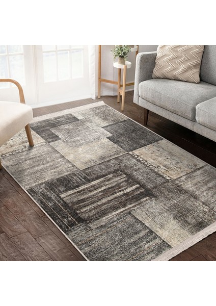 Krem - Kahverengi Zeminde Dokuma Halı Motifli Kilim Desenli Klasik Dijital Baskılı Makinede Yıkanabilir Kaymaz Taban Saçaklı Halı indirimleri