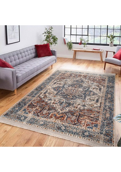 Renkli Zeminde Soyut Motifli Kilim Desenli Eskitme Motifli Avangarde Dijital Baskılı Makinede Yıkanabilir Kaymaz Taban Saçaklı Halı fiyatları