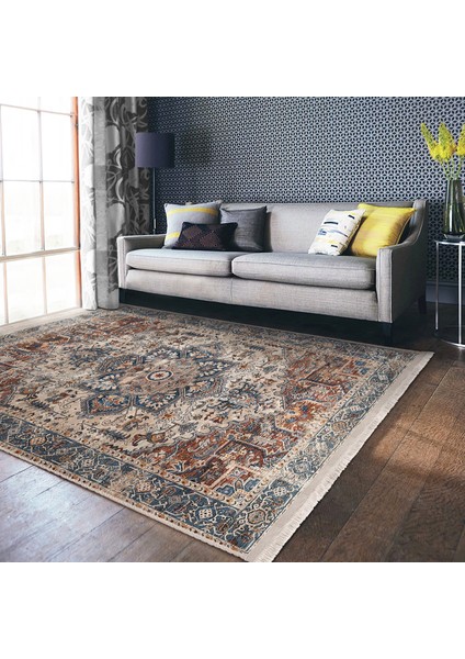 Renkli Zeminde Soyut Motifli Kilim Desenli Eskitme Motifli Avangarde Dijital Baskılı Makinede Yıkanabilir Kaymaz Taban Saçaklı Halı indirimleri