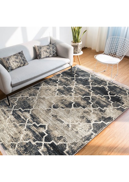 Krem Zeminde Morrocan Motifli Otantik Desenli Geometrik Eskitme Motifli Dijital Baskılı Makinede Yıkanabilir Kaymaz Taban Saçaklı Halı indirimleri