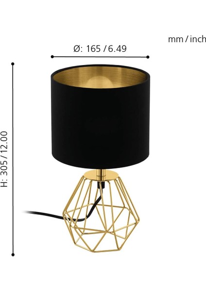 95788 Carlton 2 Abajur, Pirinç/siyah fırsatları