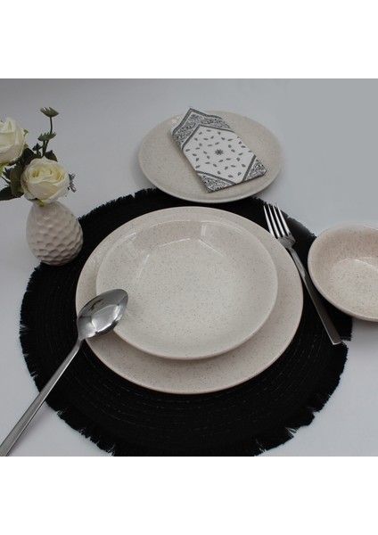 24 Parça 6 Kişilik Seramik Yemek Takımı - Taş