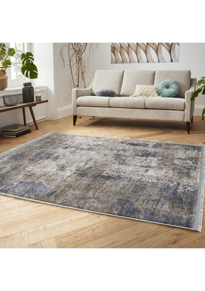 Gri Zeminde Eskitme Motifli Duvar Desenli Vintage Eskitme Motifli Koridor & Antre Salon & Oturma Odası Dijital Baskılı Makinede Yıkanabilir Kaymaz Taban Saçaklı Halı modelleri