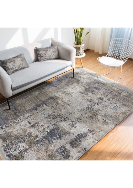 Gri Zeminde Eskitme Motifli Duvar Desenli Vintage Eskitme Motifli Koridor & Antre Salon & Oturma Odası Dijital Baskılı Makinede Yıkanabilir Kaymaz Taban Saçaklı Halı indirimleri