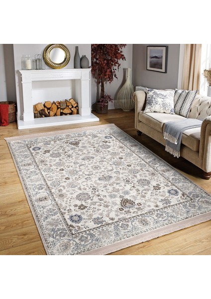 Krem Zeminde Kilim Motifli Osmanlı Desenli Etnik Motifler Vintage Dijital Baskılı Makinede Yıkanabilir Kaymaz Taban Saçaklı Halı fiyatları