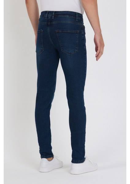 New Time Erkek Jean Skinny Fit Likralı Yeşil Tintli Tınarklı