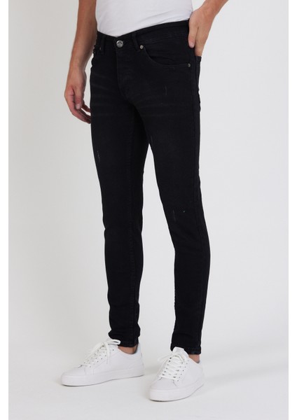 Erkek Jeans Skinny Fit Likralı Black Tırnaklı modelleri