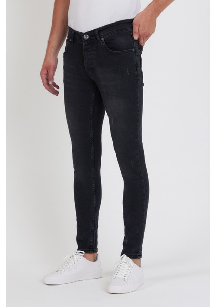 Erkek Jeans Skinny Fit Likralı Antrasit Tırnaklıı fırsatları