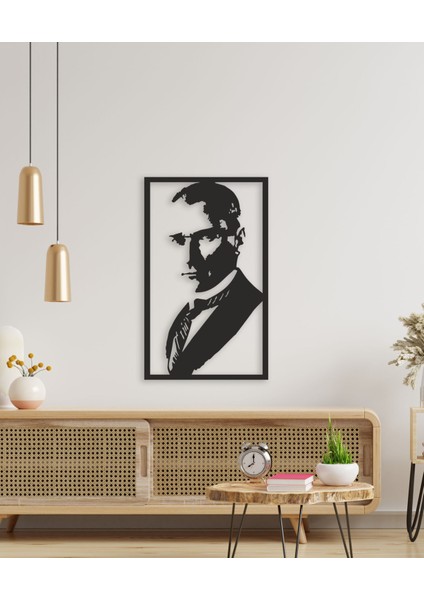 Atatürk Silüeti Metal Duvar Tablosu - 30 x 49 cm Siyah