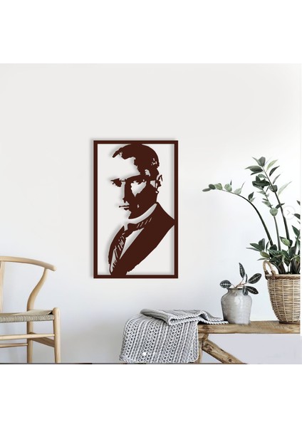 Atatürk Silüeti Metal Duvar Tablosu - 30 x 49 cm Bakır