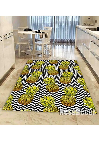 Nesa Decor Nesadecor Ananas Desenli Mutfak Halısı Hd Kalite Dijital Baskı Dokuma Taban