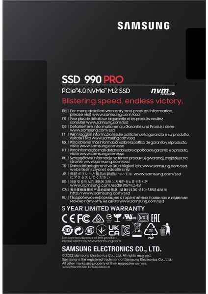 2TB SAMSUNG 990 PRO 7450/6900MB/s M.2 NVMe MZ-V9P2T0BW (Resmi Distribütör Garantili)