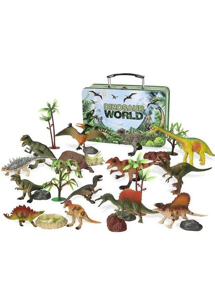 1Takım Katı Dinozor Modeli Demir Kutulu Dinozor Oyuncak (Yurt Dışından)