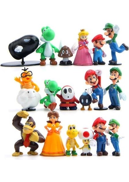 18 Adet Süper Mario Bros Pvc Şekil Oyuncak(Yurt Dışından)