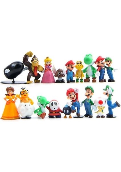 18 Adet Süper Mario Bros Pvc Şekil Oyuncak(Yurt Dışından)