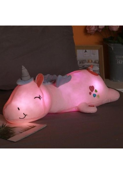 60 cm Sevimli LED Işık Unicorn Yastık Unicorn Peluş Oyuncaklar G(Yurt Dışından)