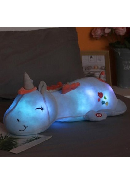 60 cm Sevimli LED Işık Unicorn Yastık Unicorn Peluş Oyuncaklar (Yurt Dışından)