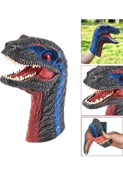 Dinozor El Kukla Kauçuk Dino Raptor Kafa Oyuncak Parti Cadılar Bayramı Dekor (Yurt Dışından)