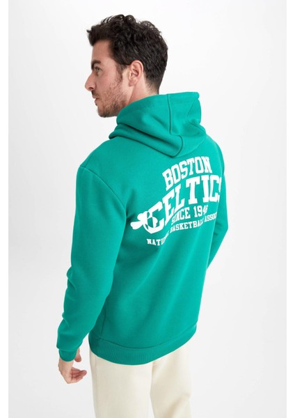 DeFactoFit NBA Boston Celtics Standart Fit Kapüşonlu Sürdürülebilir Sweatshirt Y7320AZ22WN