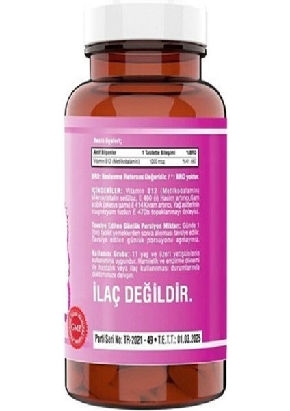 Vitamin B12 1000MCG 240 Tablets + Hap Kutusu fiyatları