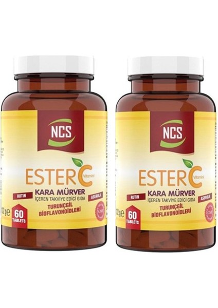 Ester C Vitamin 1000 Mg Kara Mürver 2 Kutu 120 Tablets + Hap Kutusu