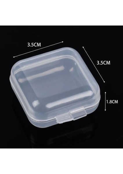 2 Adet Mini Şeffaf Plastik Saklama Kabı Şeffaf Kare Kutu Küpe Takı Ilaç Mücevher Kutusu