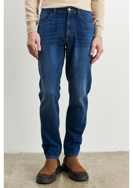 ALTINYILDIZ CLASSICS Erkek Mavi Comfort Fit Rahat Kesim %100 Pamuk Jean Denim Kot Pantolon