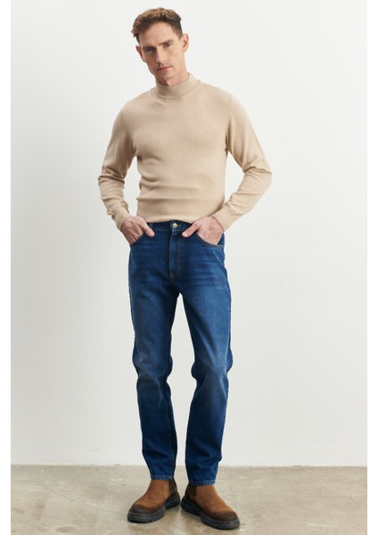 ALTINYILDIZ CLASSICS Erkek Mavi Comfort Fit Rahat Kesim %100 Pamuk Jean Denim Kot Pantolon