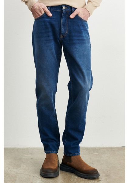ALTINYILDIZ CLASSICS Erkek Mavi Comfort Fit Rahat Kesim %100 Pamuk Jean Denim Kot Pantolon