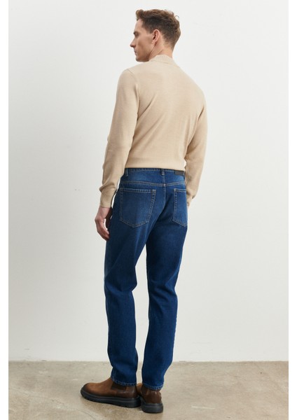 ALTINYILDIZ CLASSICS Erkek Mavi Comfort Fit Rahat Kesim %100 Pamuk Jean Denim Kot Pantolon