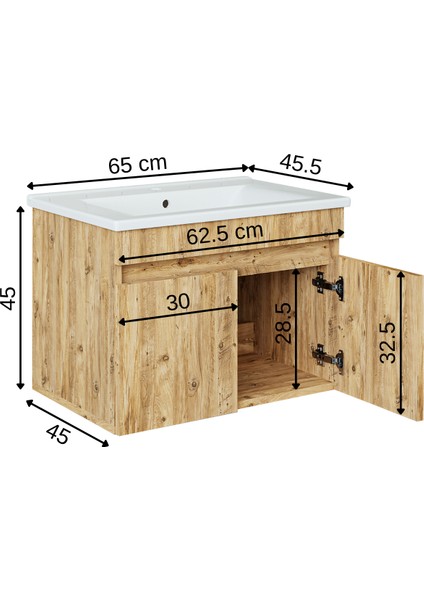 Lavabolu Atlantik Mat Mdf 65 cm Banyo Alt Dolabı fırsatları