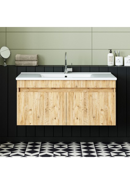Lavabolu Atlantik Mat Mdf 100 cm Banyo Alt Dolabı