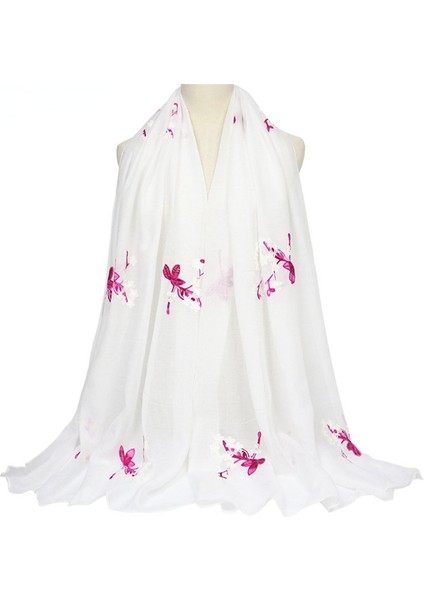 Vintage Halk Nakışlı Eşarp Sanat Pamuk Keten Plaj Şal(Yurt Dışından)