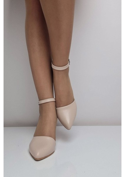 KY51 Bilekten Bağlı Kadın Kalın Topuklu Ayakkabı Bej modelleri