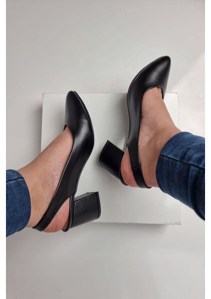 AY52 Bilekten Bağlı Kadın Kalın Topuklu Ayakkabı Siyah modelleri