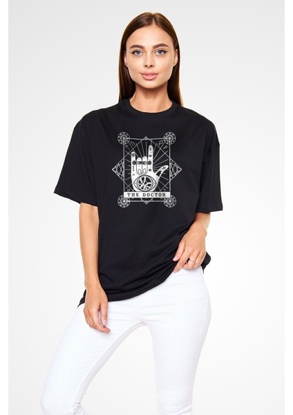 Doctor Strange Baskılı Unisex Siyah Oversize Tişört modelleri