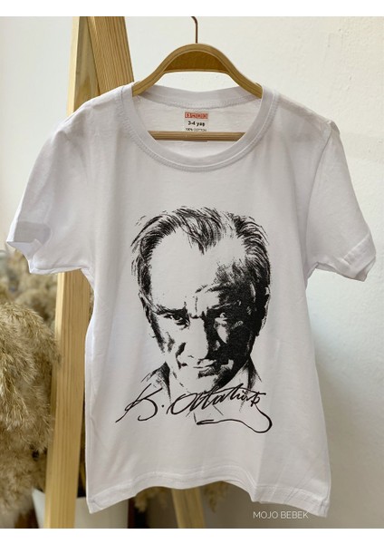 Mojo Bebek  Çocuk Atatürk Baskılı Kısa Kol T-Shirt 9034 Beyaz