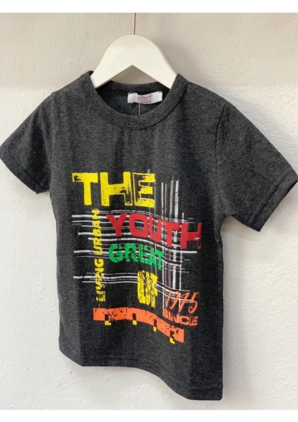 Erkek Çocuk The Youth Desenli T-Shirt 220910 Füme