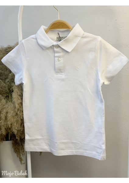 Çocuk Düğmeli Kısa Kol Lacoste T-Shirt 5281 Beyaz