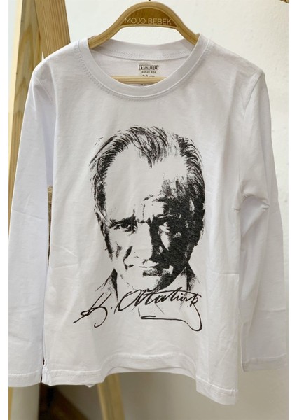 Çocuk Atatürk Baskılı Uzun Kol T-Shirt 9032 Beyaz