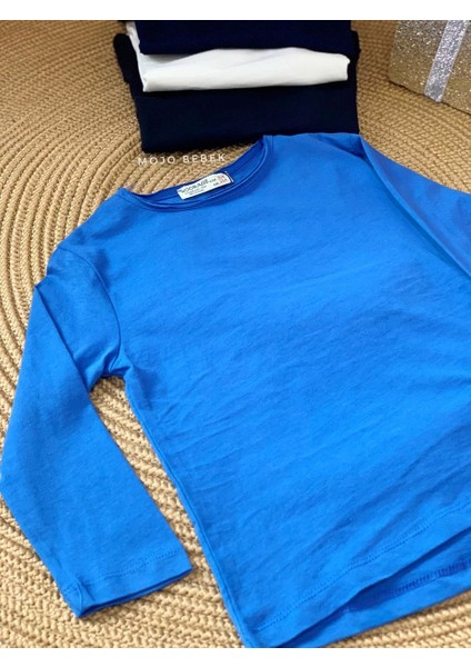 Erkek Çocuk Lazer Kesim Basic T-Shirt 0360 Mavi fırsatları