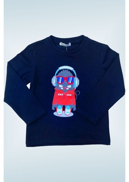 Mojo Bebek Erkek Çocuk Robot Baskılı Uzun Kol T-Shirt 123400 Siyah