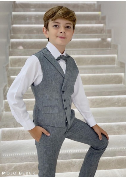 Mojo Erkek Çocuk Cep Detaylı Spor Yelekli Takım 20443 Gri