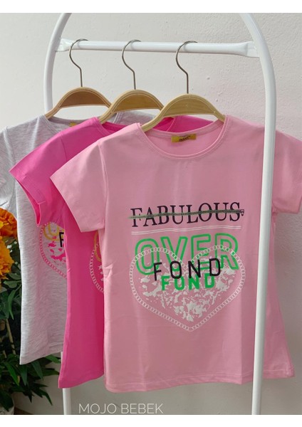 Kız Çocuk Fabulous Yazılı T-Shirt 721171 Pudra