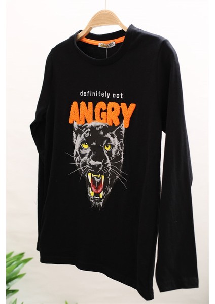 Mojo Bebek Erkek Çocuk Angry Baskılı Uzun Kol T-Shirt 323117 Siyah