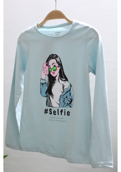 Kız Çocuk Selfie Kız Baskılı Uzun Kol T-Shirt 723123 Mavi fiyatları