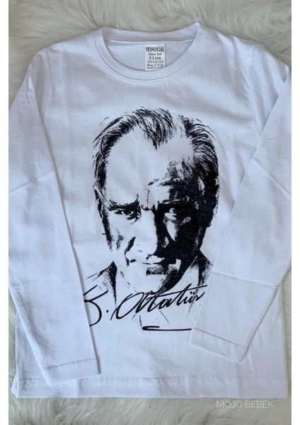 Mojo Bebek  Garson Çocuk Atatürk Baskılı Uzun Kol T-Shirt 9033 Beyaz